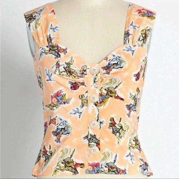 NWT MODCLOTH Serene Serenade Tank Top Rodeo Cowboy Cowgirl Sz 14 - Picture 2 of 10